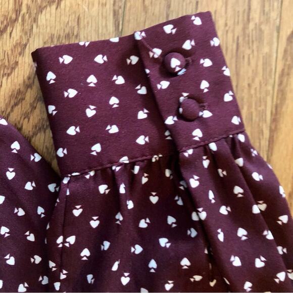 Ann Taylor Burgundy & White Spade Print Button Down Blouse Women’s Size Small - Picture 5 of 10